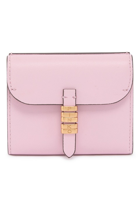 Pinko, Portofel de piele cu logo, Roz pastel