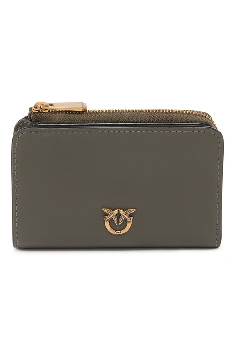 Pinko, Portofel cu femoar si logo metalic, Verde inchis