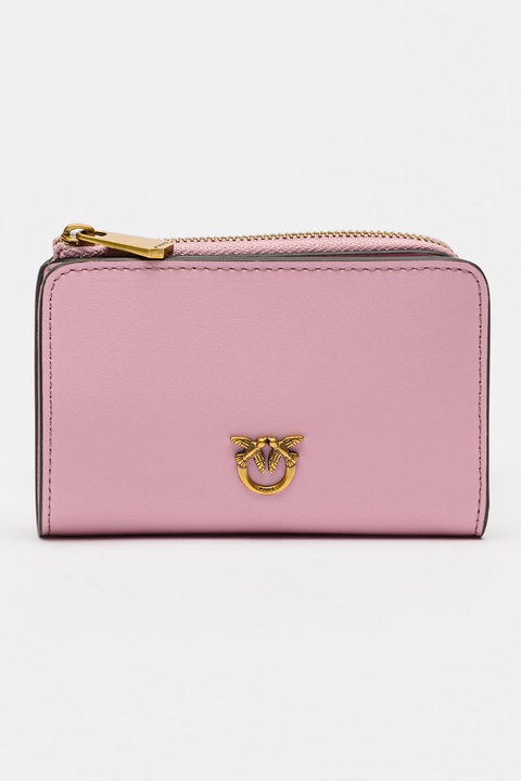 Pinko, Portofel cu femoar si logo metalic, Roz deschis