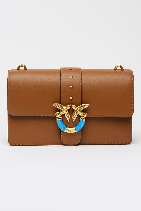 Pinko, Geanta crossbody din piele Love One, Caramel