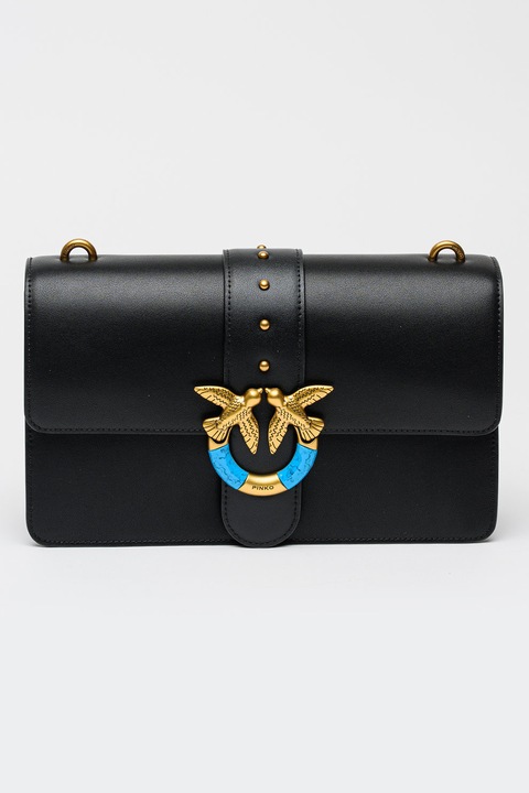 Pinko, Geanta crossbody din piele Love One, Negru