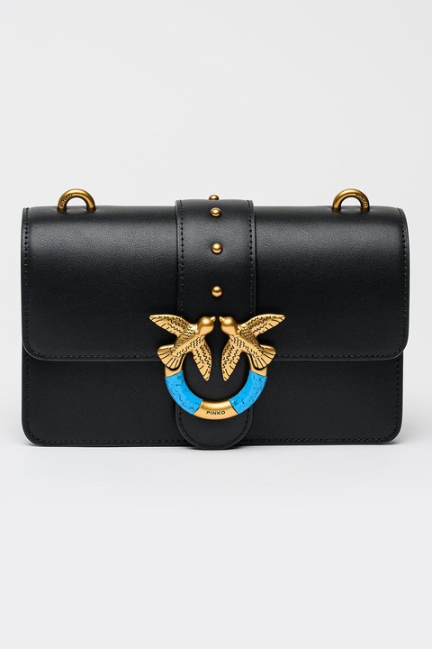 Pinko, Geanta crossbody mica din piele cu lant Love One, Negru