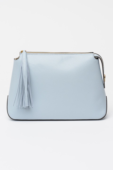 Pinko, Bőr kézitáska bojttal, Halványkék, Antik aranyszín