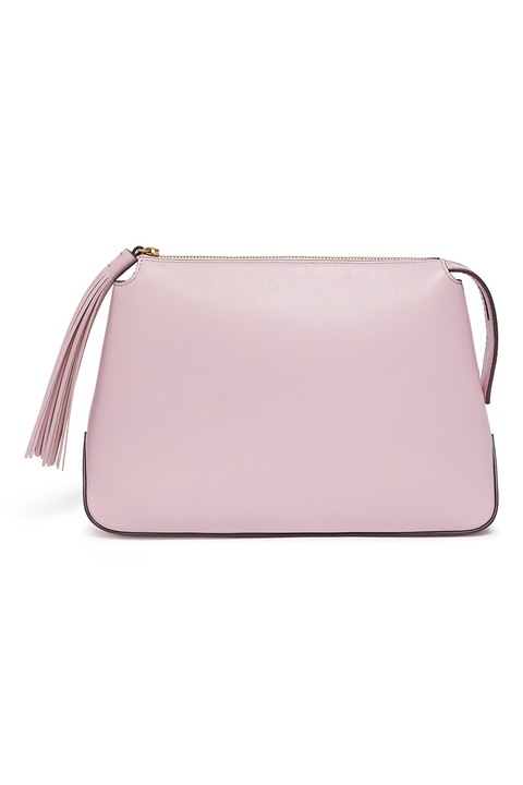 Pinko, Geanta de piele cu maner si canaf, Roz pastel