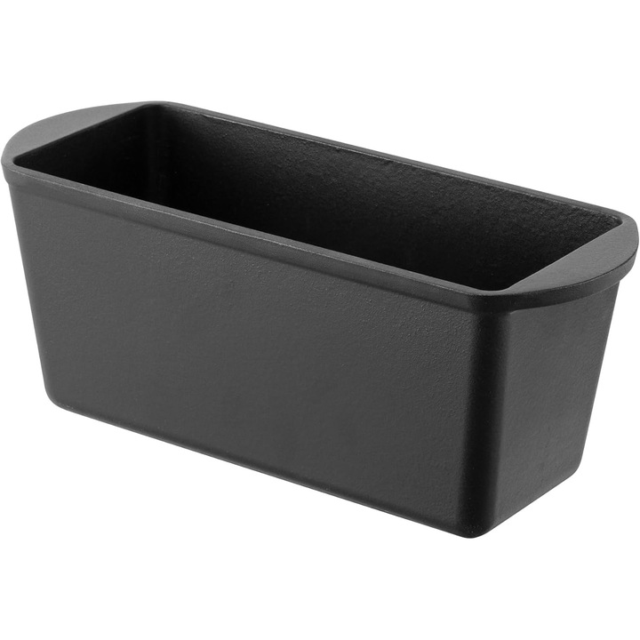 Tava de copt Navaris, din fonta emailata, 34 x 13 cm, pentru paine si prajituri, suprafata antiaderenta, utilizare versatila, Negru