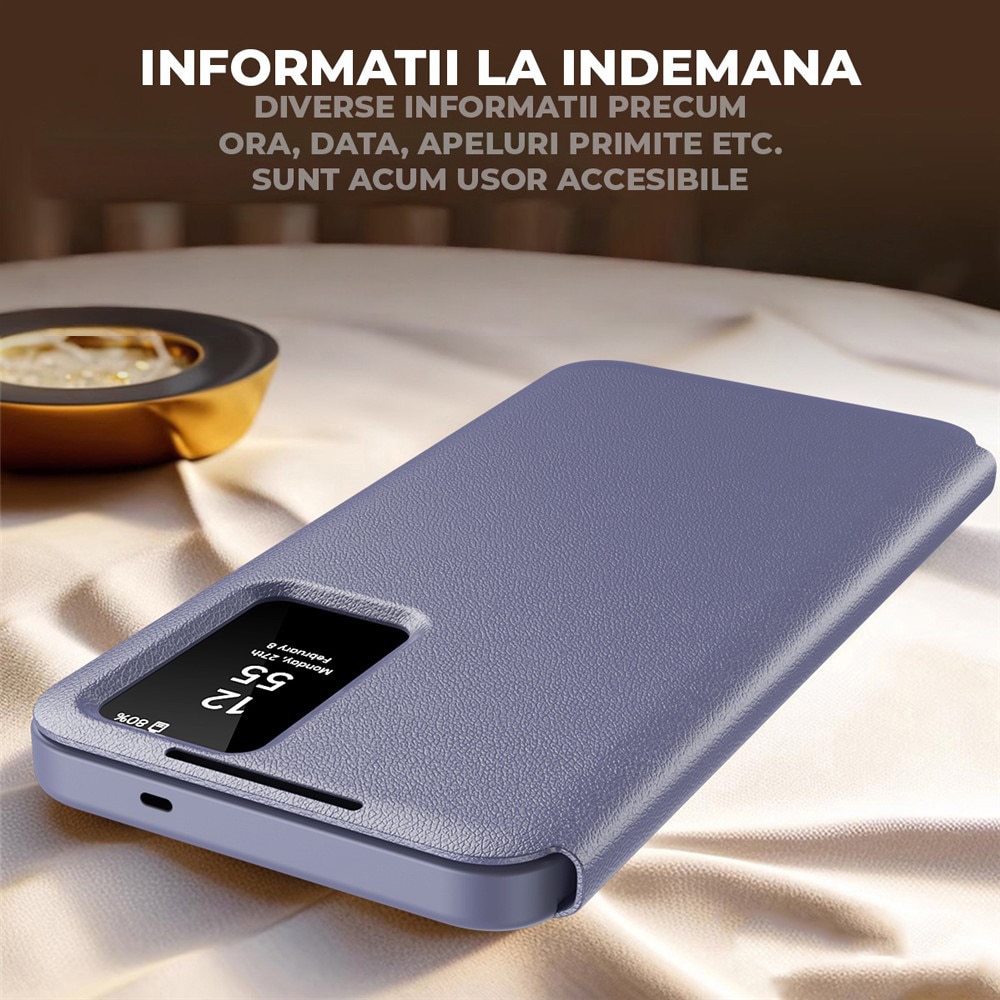 Husa pentru Samsung Galaxy S26 Ultra FlipSmart DaDen®, Functie Smart View, Suport carduri, Calitate Premium, Piele ecologica, Mov