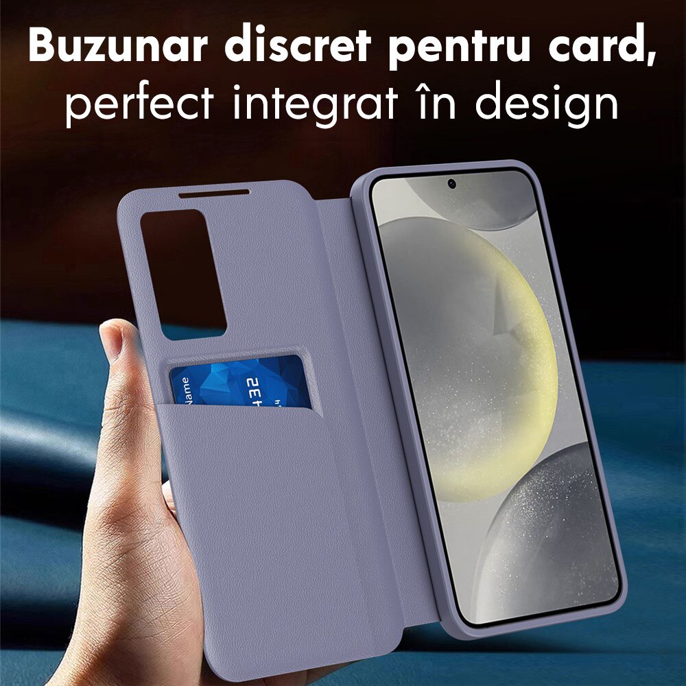 Husa pentru Samsung Galaxy S26 Ultra FlipSmart DaDen®, Functie Smart View, Suport carduri, Calitate Premium, Piele ecologica, Mov