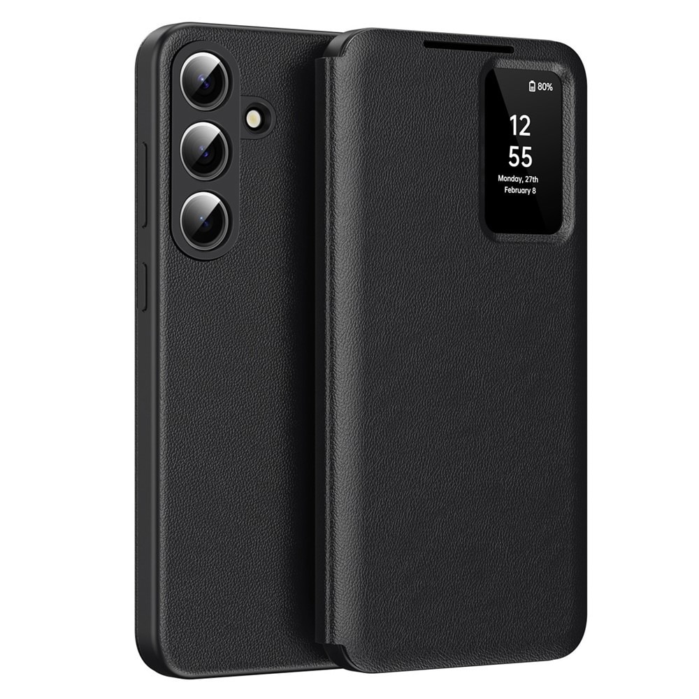 Husa pentru Samsung Galaxy S26 Plus FlipSmart DaDen®, Functie Smart View, Suport carduri, Calitate Premium, Piele ecologica, Negru