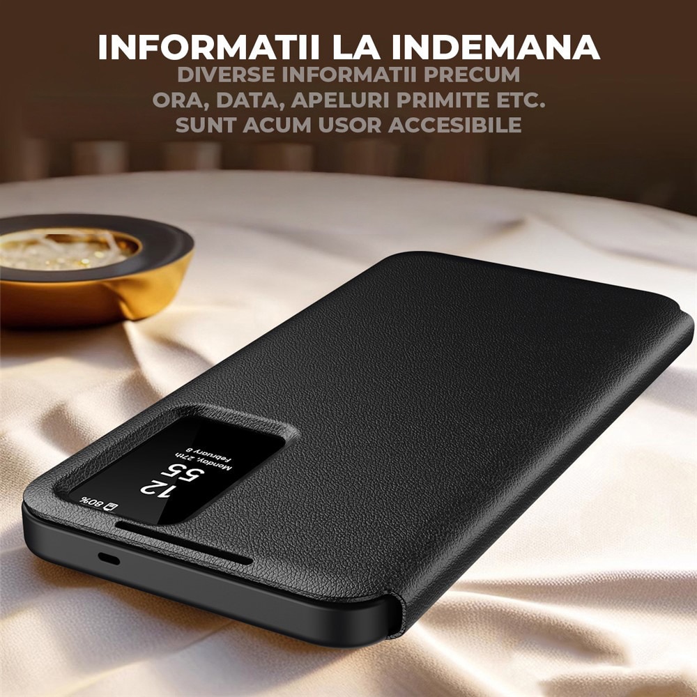 Husa pentru Samsung Galaxy S26 Plus FlipSmart DaDen®, Functie Smart View, Suport carduri, Calitate Premium, Piele ecologica, Negru