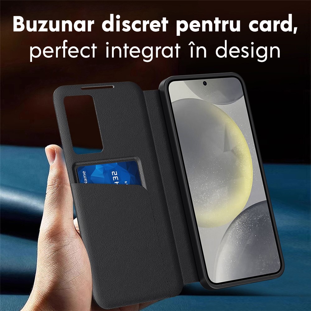 Husa pentru Samsung Galaxy S26 Plus FlipSmart DaDen®, Functie Smart View, Suport carduri, Calitate Premium, Piele ecologica, Negru