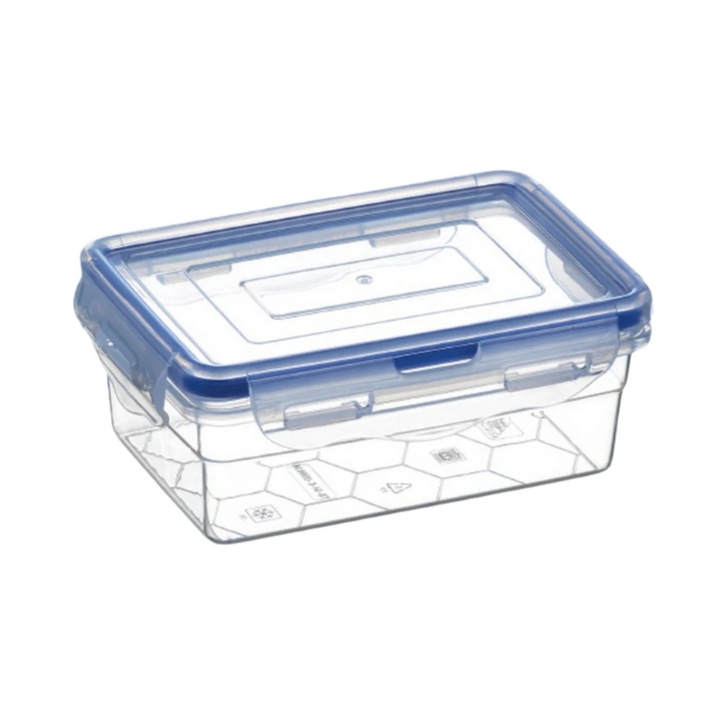 Caserola alimente, Inaplast, polipropilena, dreptunghiulara, transparent, 1.8 L, cu capac etans