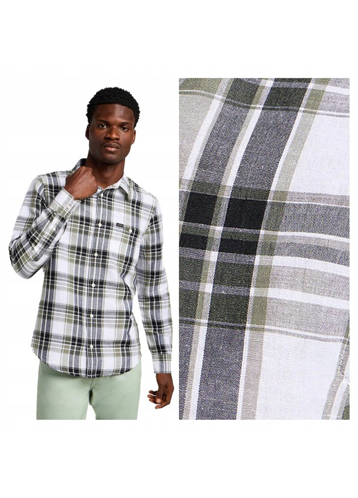 Camasa Barbati, Lee, Leesure Shirt, Regular Fit, Maneci Lungi, Cu Nastuwqfwqri, Design Clasic, Bumbac, M, Verde, Verde