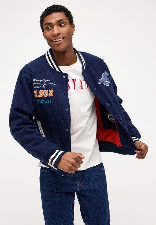 Férfi Dzseki, Mustang, Rigby Dress, Regular Fit, Klasszikus Dizájn, Kapucni Nélkül, Gombokkal, Pamut, XL INTL, Kék