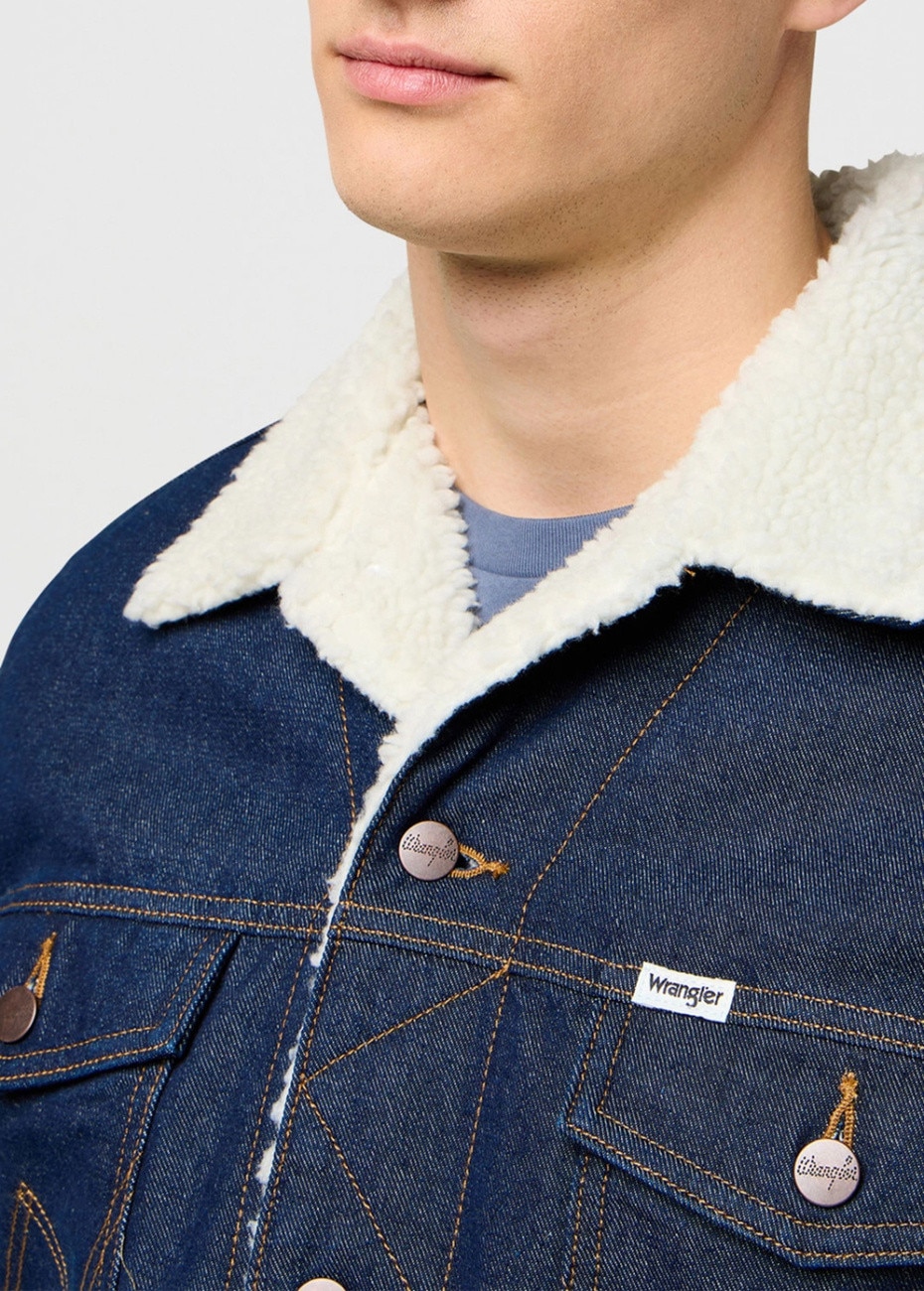 Jacheta Barbati, Wrangler, Sherpa Denim Jacket, Regular Fit, Denim