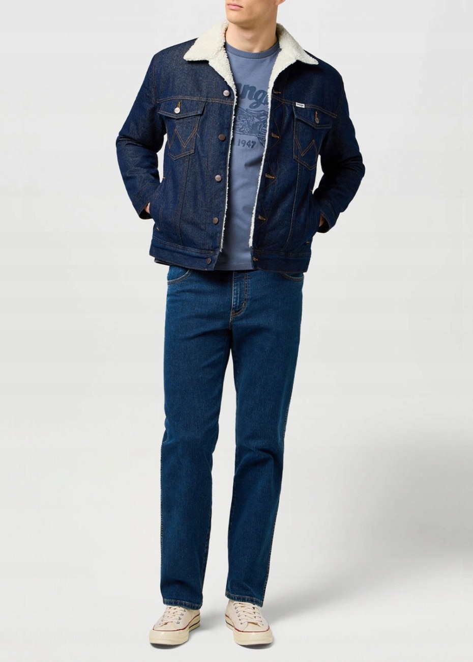 Jacheta Barbati, Wrangler, Sherpa Denim Jacket, Regular Fit, Denim