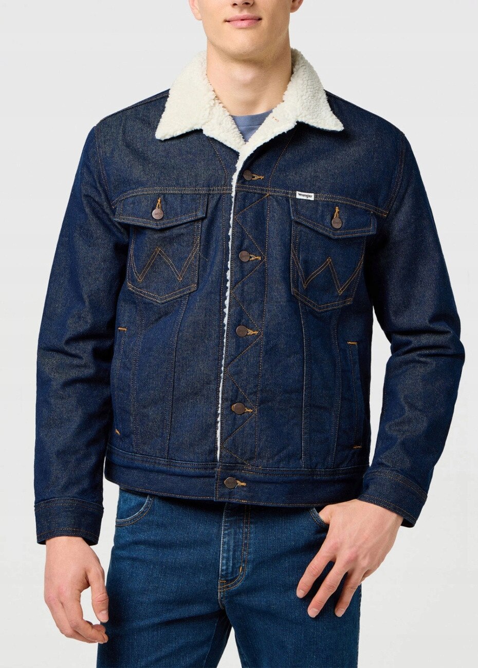 Jacheta Barbati, Wrangler, Sherpa Denim Jacket, Regular Fit, Denim