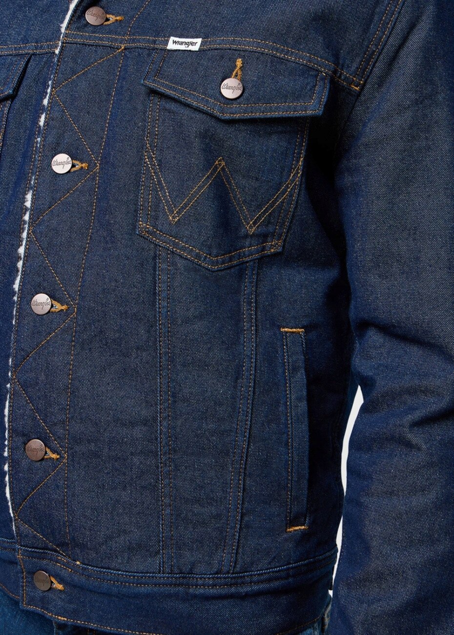 Jacheta Barbati, Wrangler, Sherpa Denim Jacket, Regular Fit, Denim