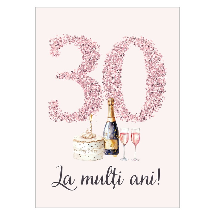 Felicitare 13x18 cm cu plic- Aniversare/zi nastere 30 ani
