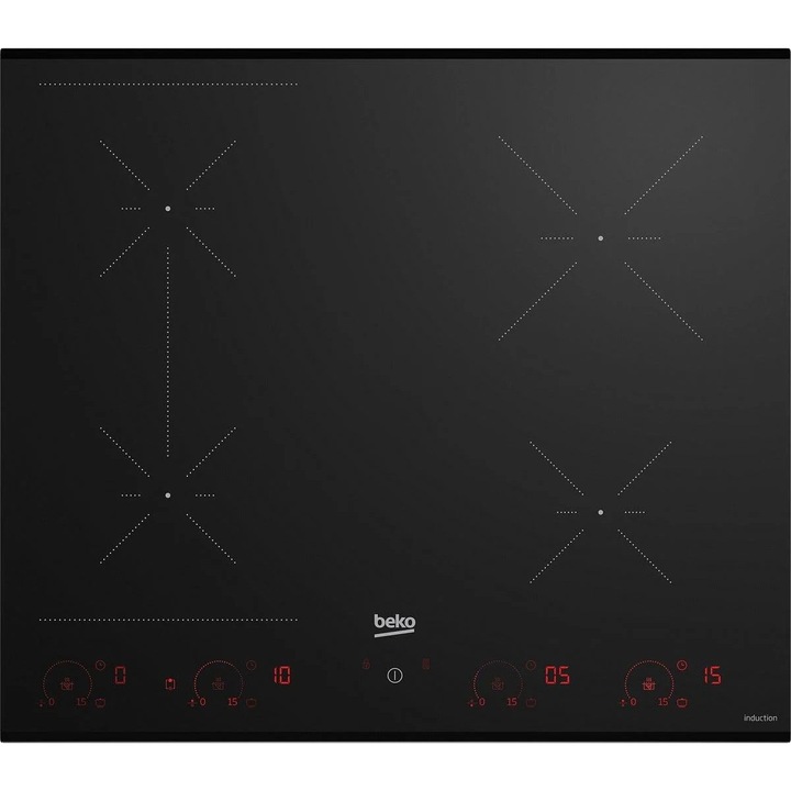 Plită electrică Beko HII64822SUFT, 4 zone, neagră, 4,8cm