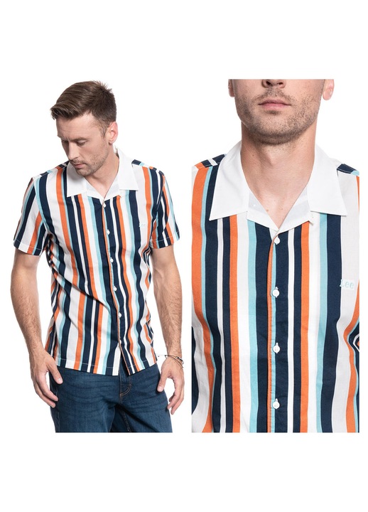 Camasa Barbati, Lee, SS Bowling Shirt, Regular Fit, Maneci Scurti, Design Clasic, Cu Nasturi, Bumbac, Marime M, Portocaliu