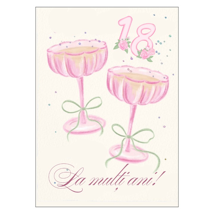 Felicitare 13x18 cm cu plic- Aniversare/zi nastere/majorat 18 ani