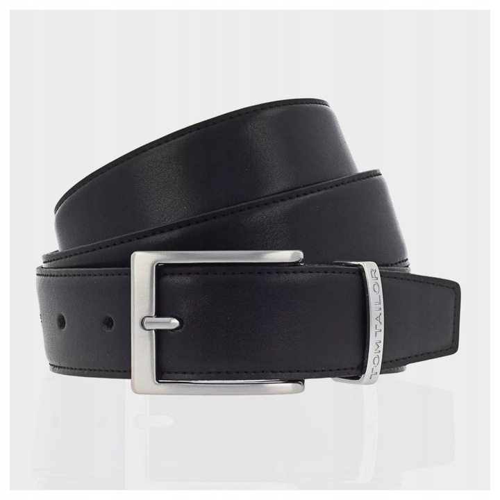 Férfi Öv, Tom Tailor, TG1069R45/790, Regular Fit, Fém Csat, Klasszikus Design, Nadrághoz, Farmerhez, Rövidnadrághoz, 100% Valódi Bőr, 95 cm, Fekete