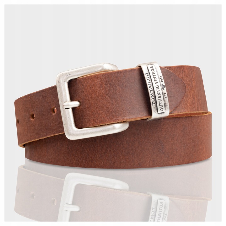 Férfi Öv, Tom Tailor, TG1068L89/690, Regular Fit, Fém Csat, Klasszikus Design, Nadrághoz, Farmerhez, Rövidnadrághoz, 100% Valódi Bőr, 80 cm, Barna