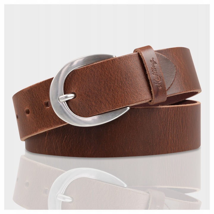 Curea barbati, Mustang, 100% piele naturala, catarama metalica, 105 Cm, maro