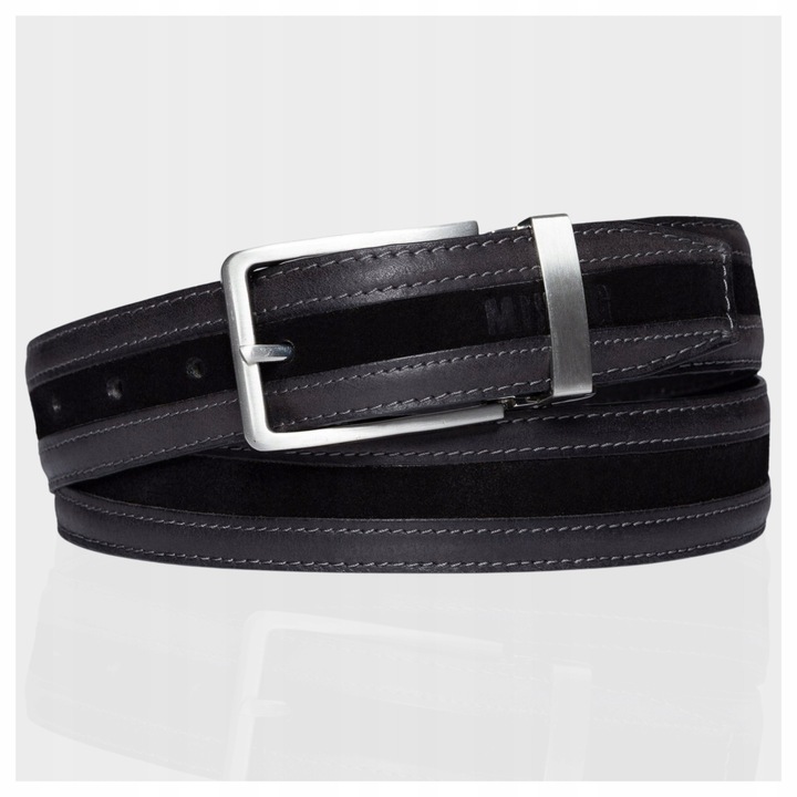 Férfi öv, Mustang, 100% valódi bőr, fekete, 90 cm