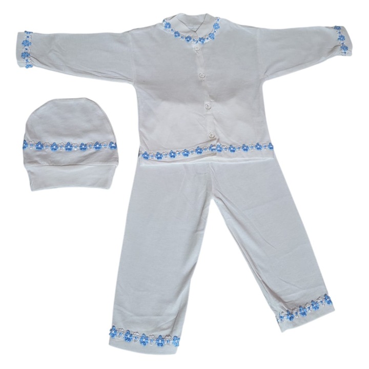 Compleu copii 3 piese, M3021, marimea 68cm, Body, pantaloni si caciula