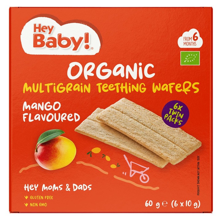 ECO Crackers pentru dentitie, cu mango, 60g (6 x 10g)