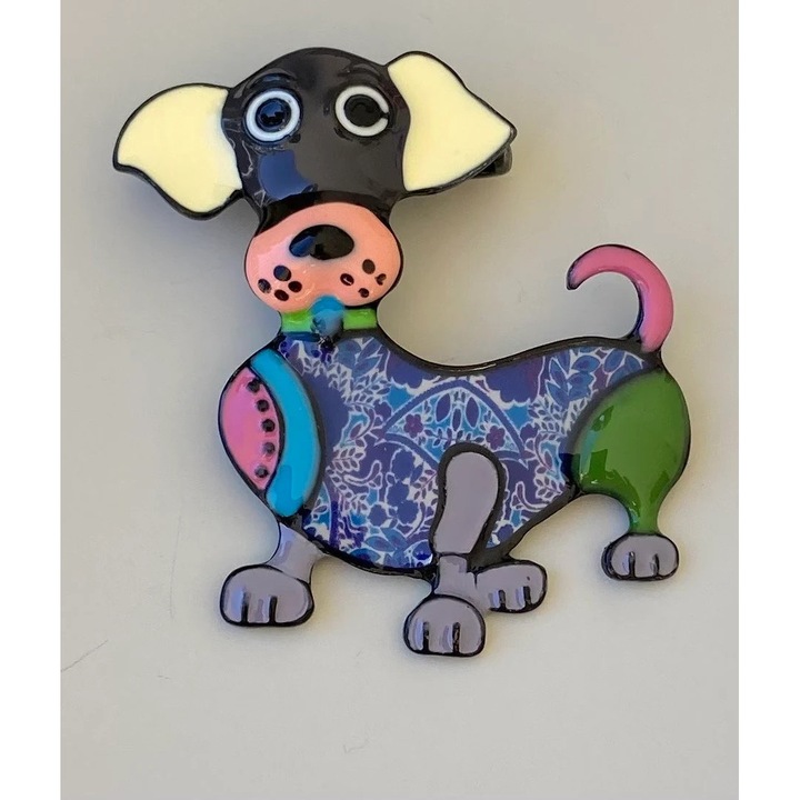 Martisor brosa metalica emailata SHINY, stil artistic, multicolor