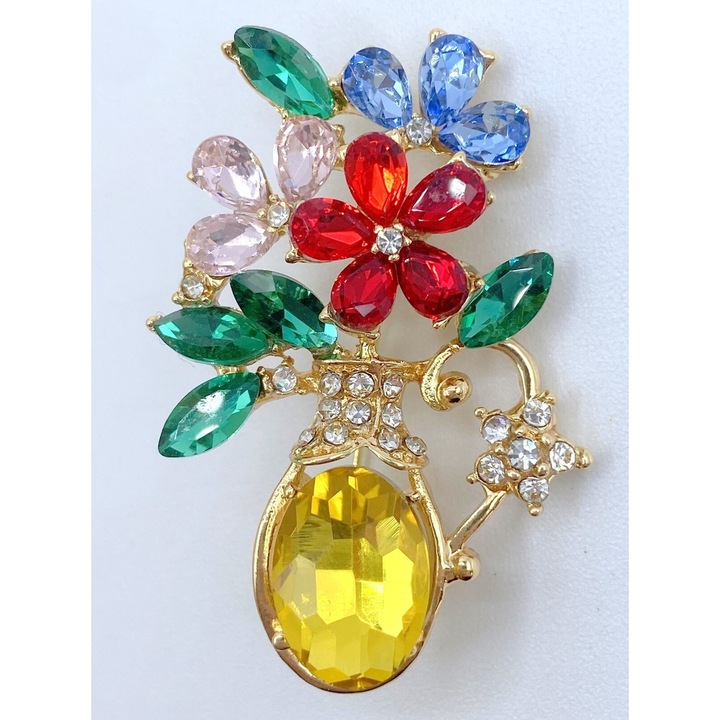 Márciusi bross, többszínű virágmintás