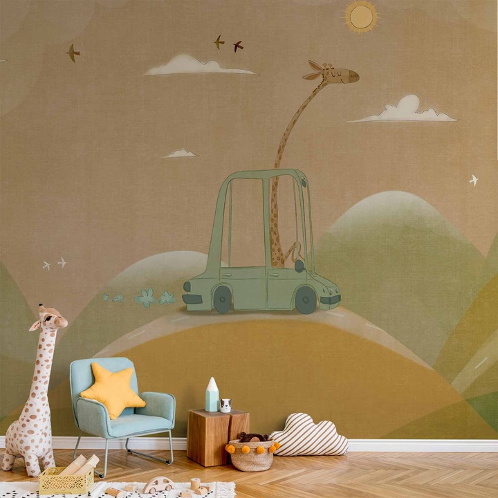 Fototapet Rezistent la apa - Traveling Giraffe - 500 x 350 cm