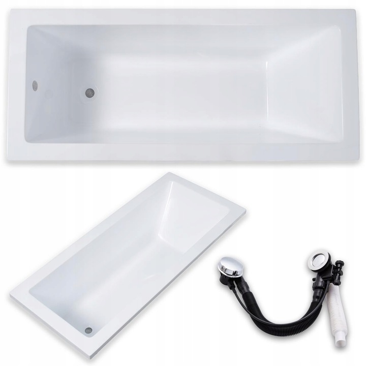 Cada dreptunghiulara Corciano Valencia 160x70cm, alba, cu sifon automat