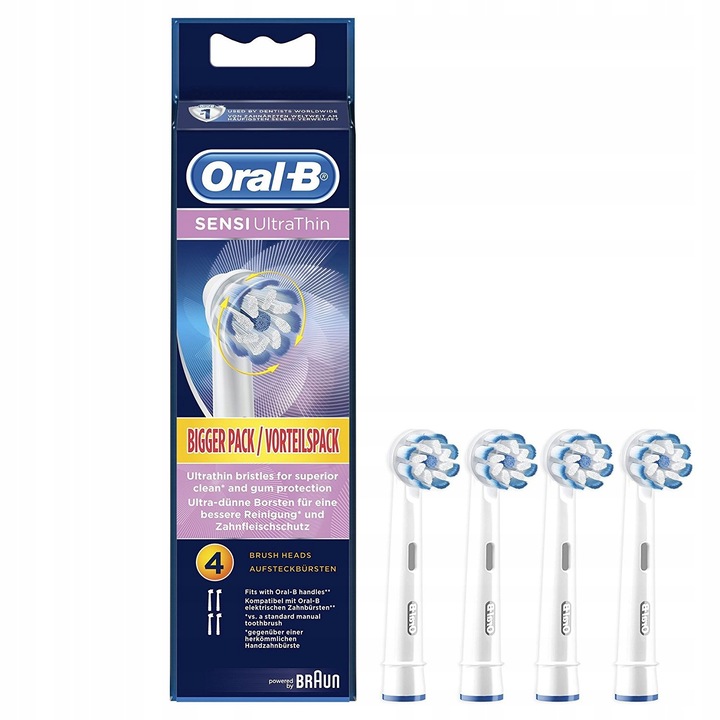 Set 4 capete de schimb pentru periuta electrica Oral-B Sensi UltraThin, curatare eficienta, multicolor