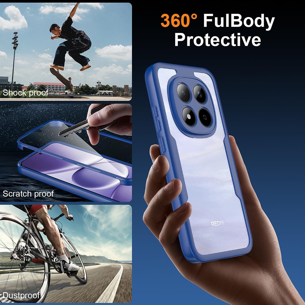 Set 360: Husa cu folie integrata pentru Xiaomi Redmi Note 15 Pro Plus 5G Protectie 360 fata / spate - albastru