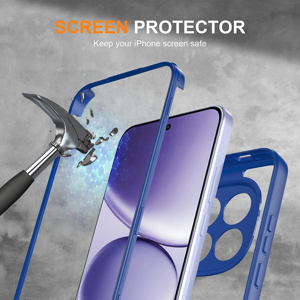 Set 360: Husa cu folie integrata pentru Xiaomi Redmi Note 15 Pro Plus 5G Protectie 360 fata / spate - albastru