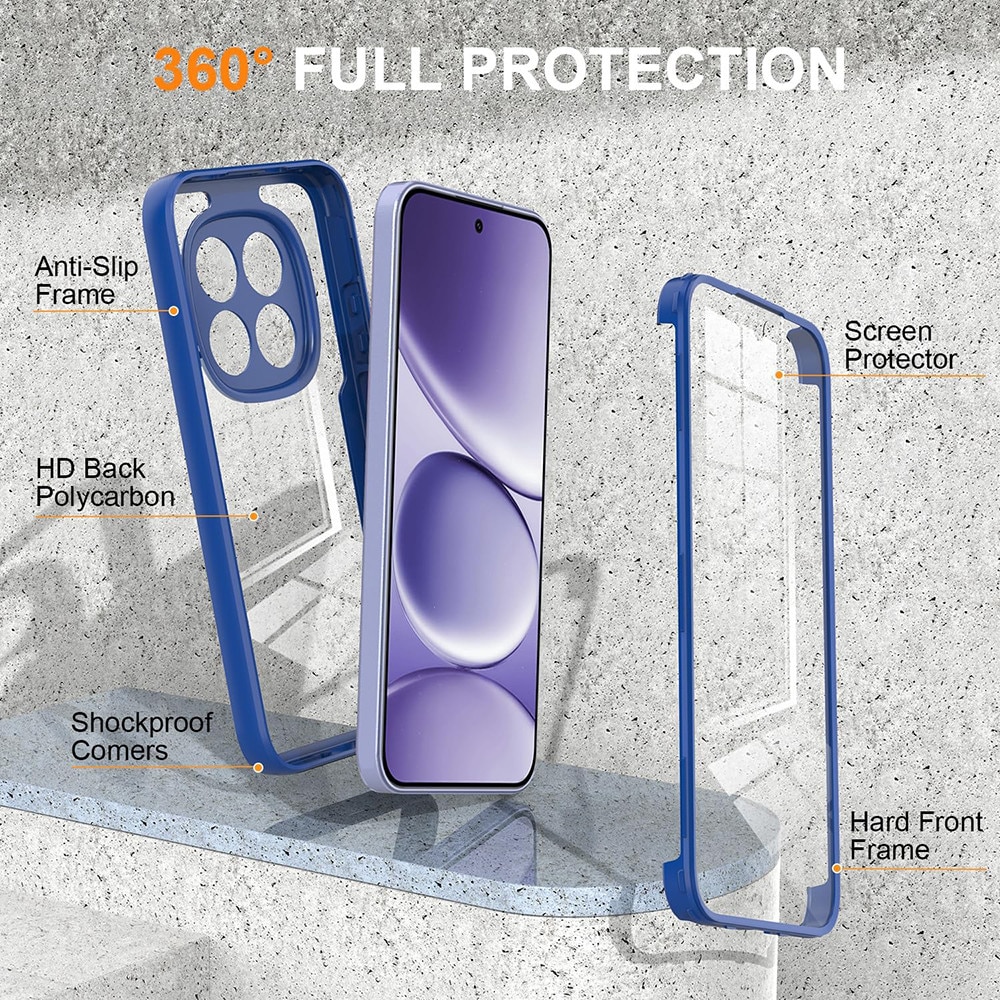 Set 360: Husa cu folie integrata pentru Xiaomi Redmi Note 15 Pro Plus 5G Protectie 360 fata / spate - albastru