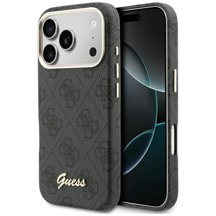 Калъф за iPhone 17 Pro Max, Guess Luxury Series, Черен