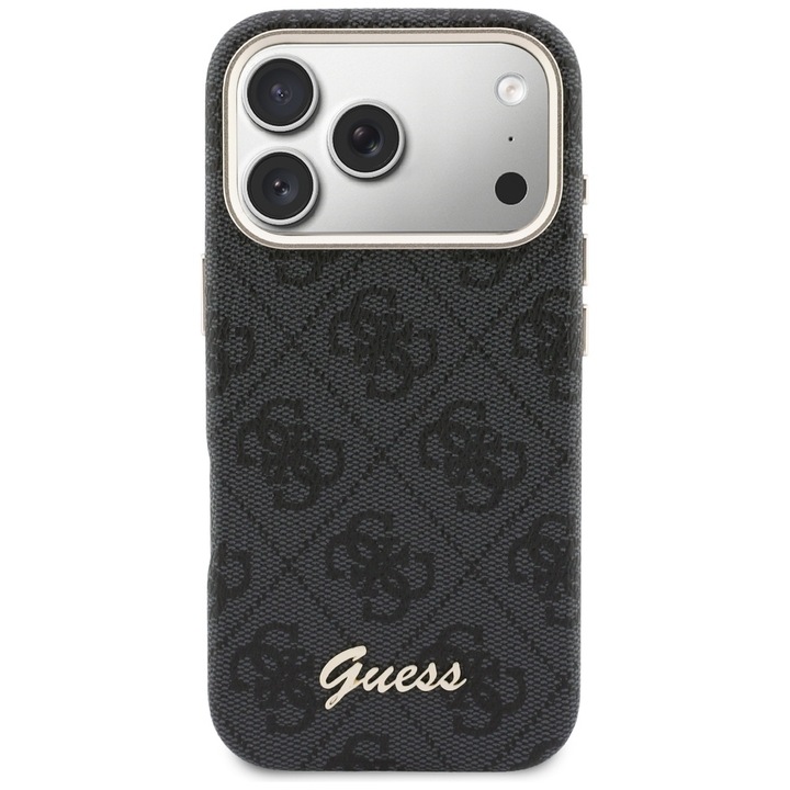 Калъф Guess 4G Script MagSafe за iPhone 17 Pro Max, Черен, TPU/PC