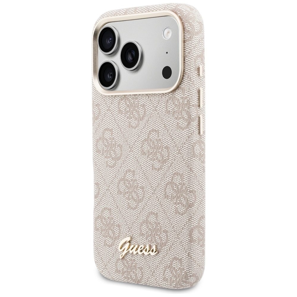 Husă Guess 4G Script MagSafe, roz, pentru iPhone 17 Pro, material TPU/PC