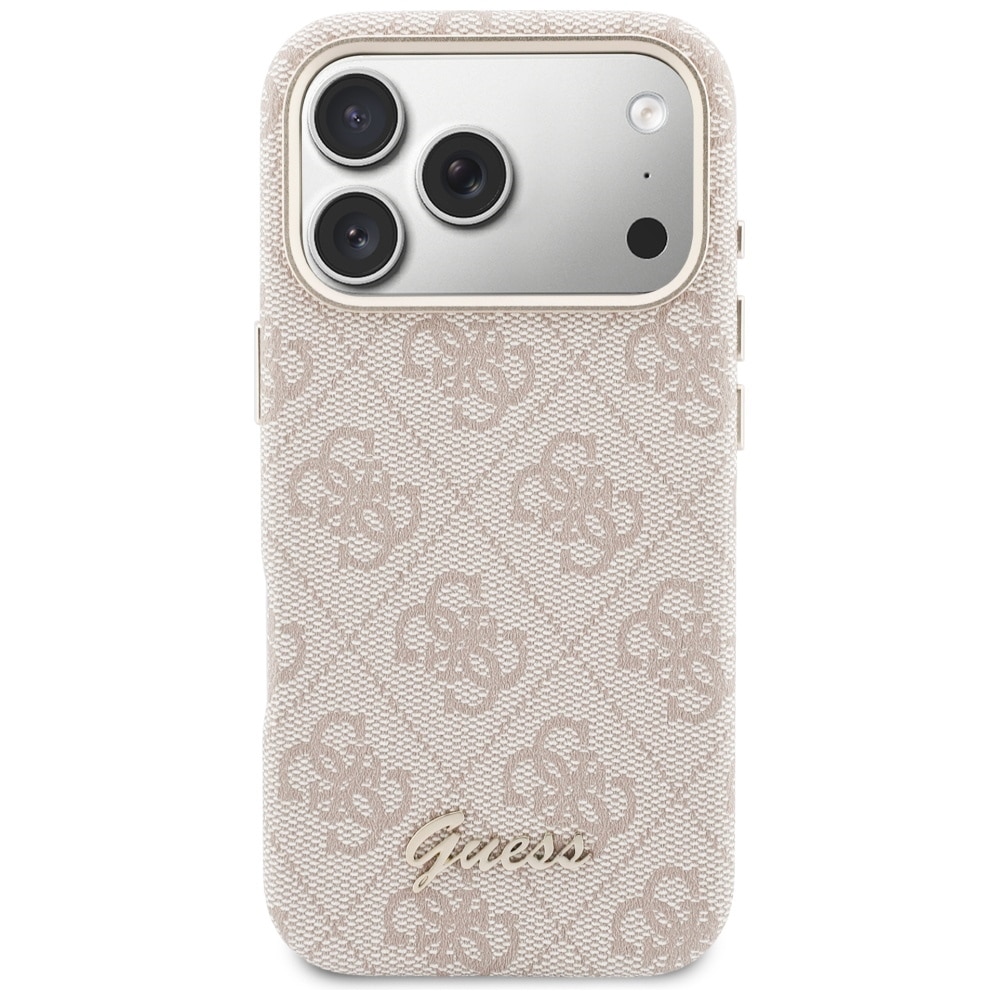 Husă Guess 4G Script MagSafe, roz, pentru iPhone 17 Pro, material TPU/PC