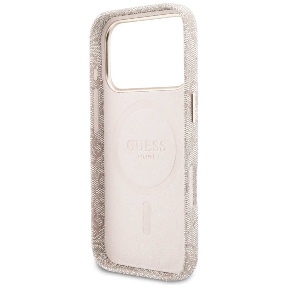 Husă Guess 4G Script MagSafe, roz, pentru iPhone 17 Pro, material TPU/PC