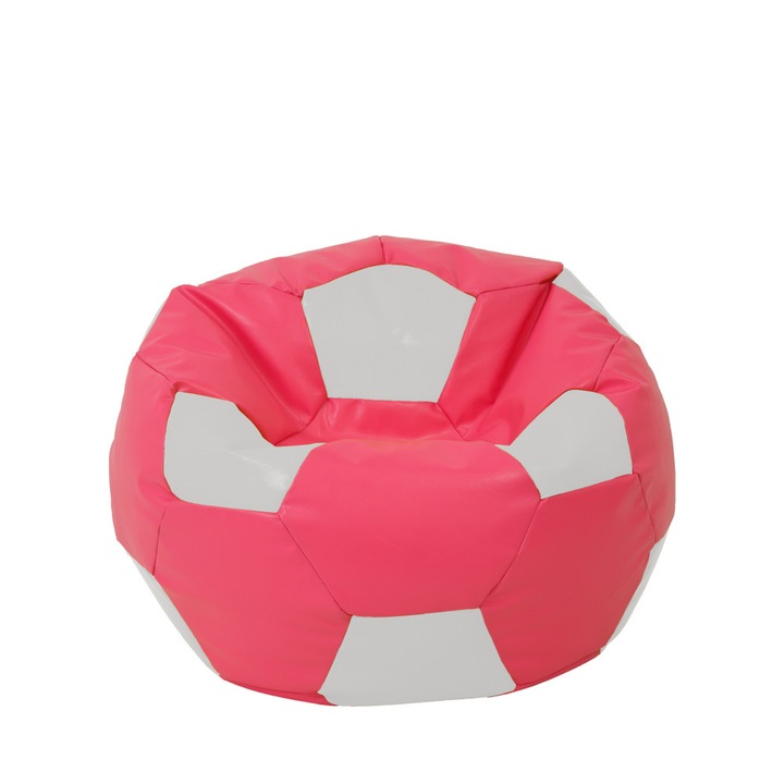 Fotoliu puf Mondo Ball - imitatie piele - roz/alb