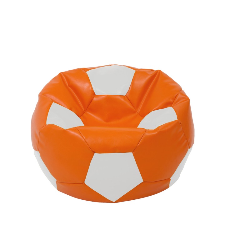 Fotoliu puf Mondo Ball - imitatie piele - portocaliu/alb