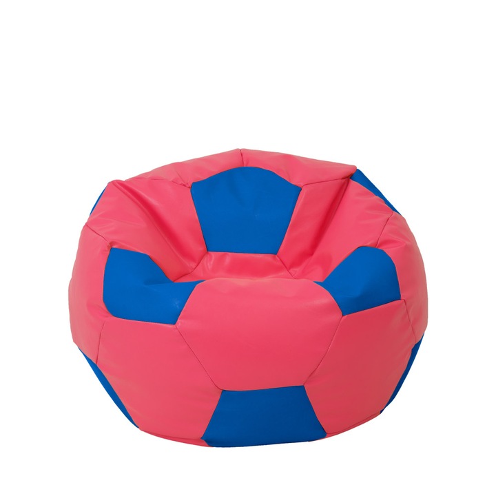 Fotoliu puf Mondo Ball - imitatie piele - roz/albastru