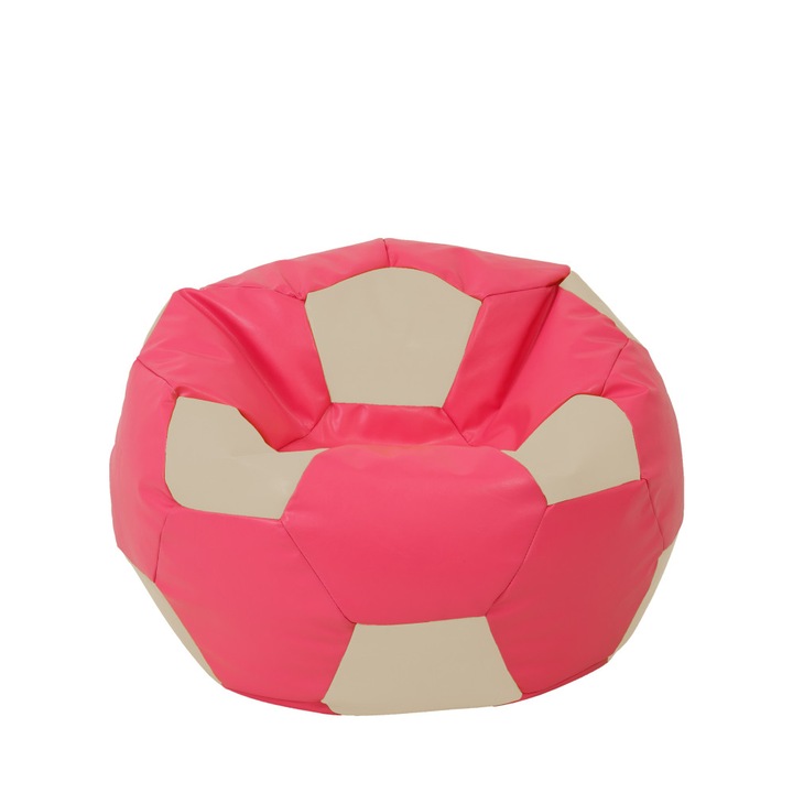 Fotoliu puf Mondo Ball - imitatie piele - roz/crem