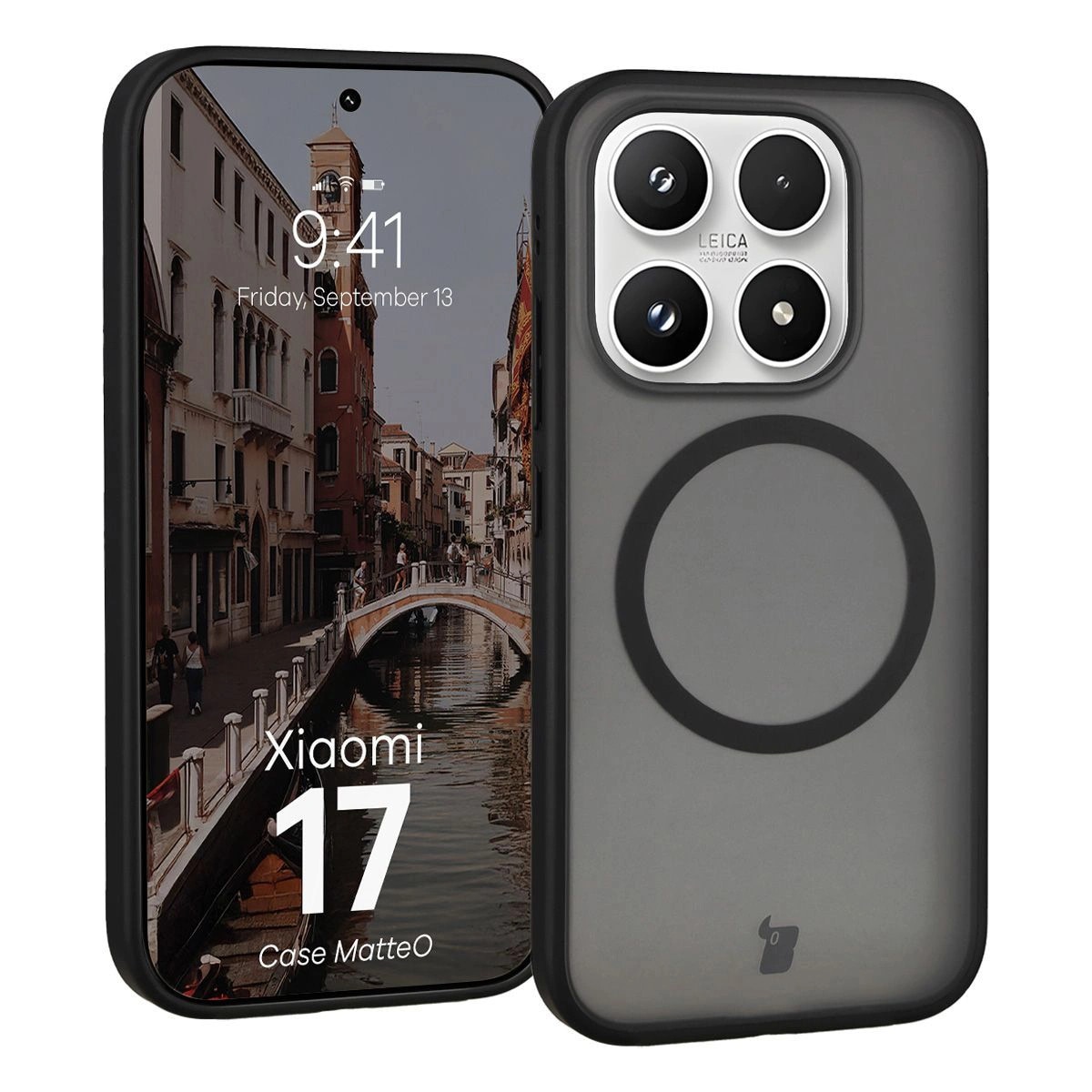 Husa, Bizon Case MatteO pentru Xiaomi 17, Fumuriu-Negru