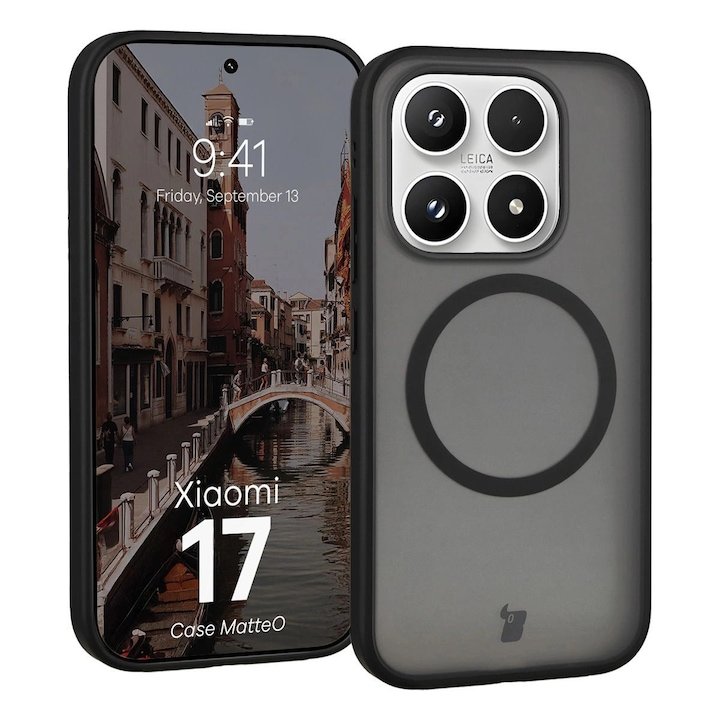 Husa, Bizon Case MatteO pentru Xiaomi 17, Fumuriu-Negru